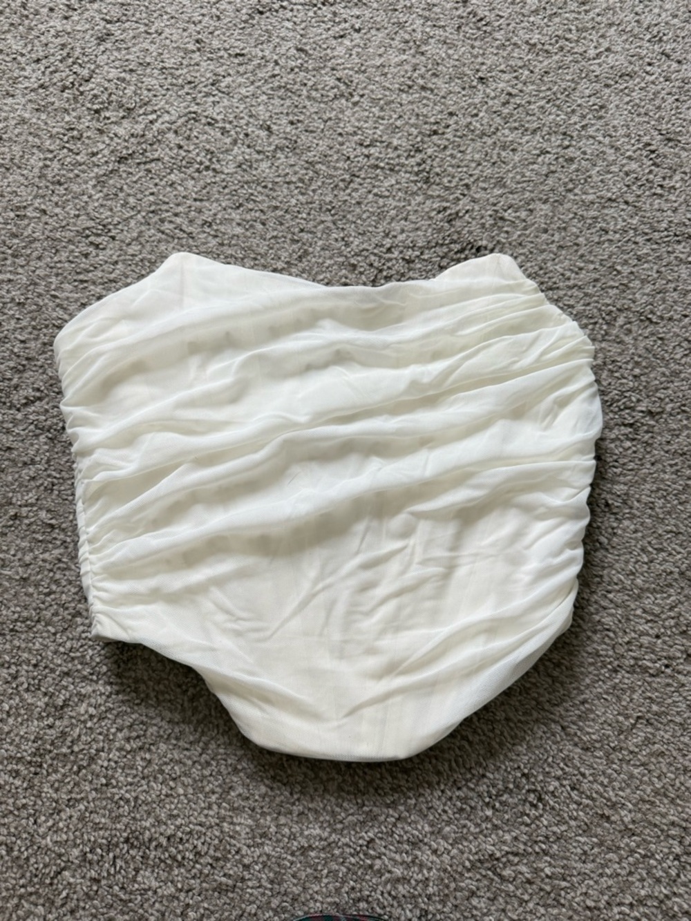 Strapless White Ruched Bandeau Top